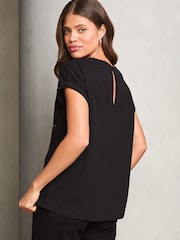 Lipsy Black Embellished Artwork T-Shirt - Image 4 of 4