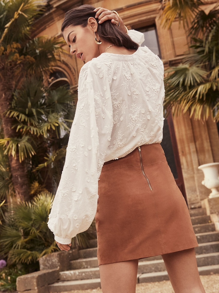 Lipsy White Long Sleeve Grandad Collar Blouse - Image 2 of 4 Lipsy White Long Sleeve Grandad Collar Blouse - Image 2 of 4