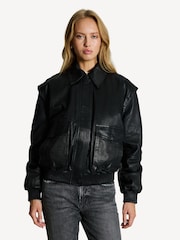 Remain Leather Bomber Black Jacket - Image 5 of 10