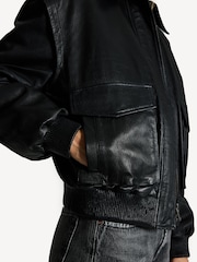Remain Leather Bomber Black Jacket - Image 9 of 10