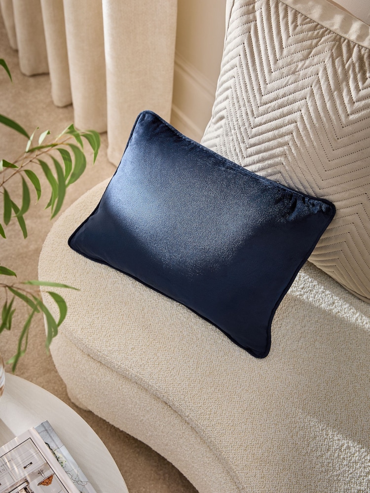 Navy 30 x 40cm Matte Velvet Cushion - Image 1 of 5