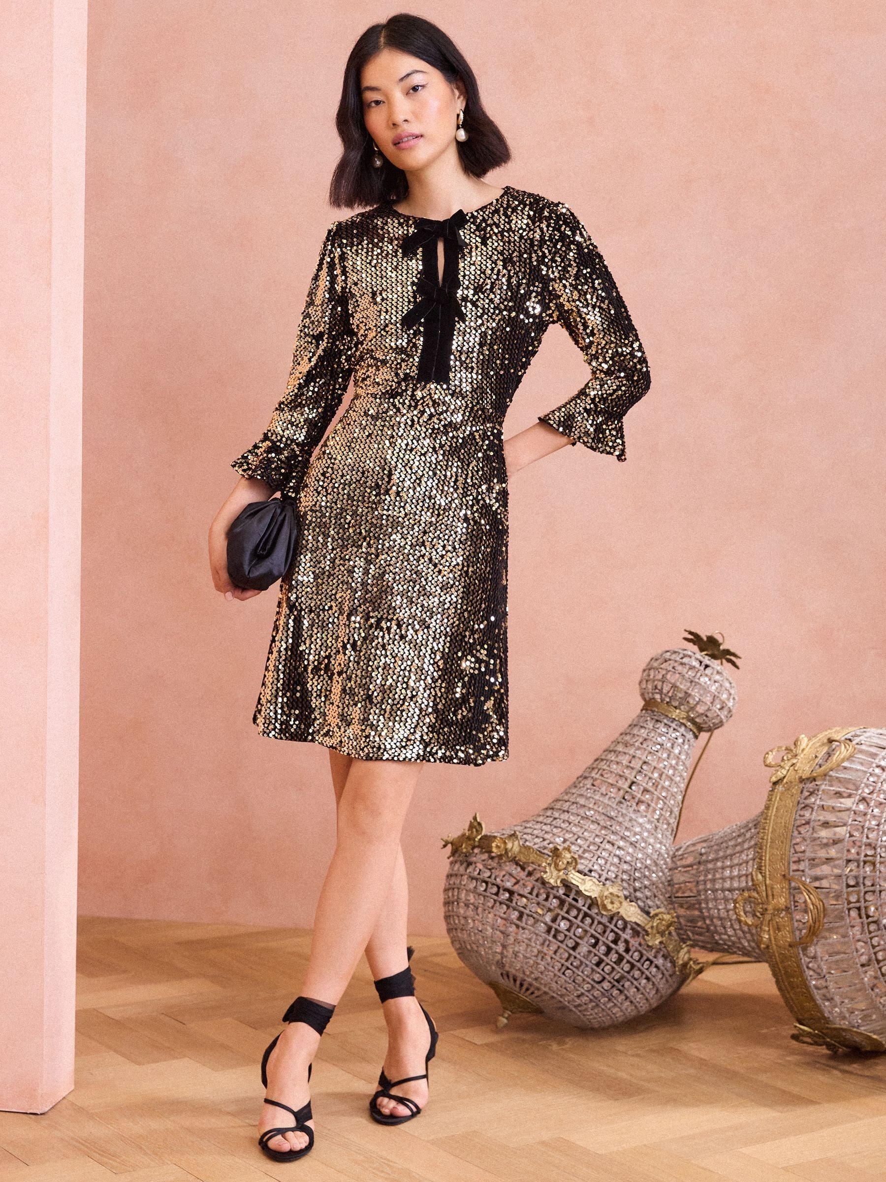 Platinum love rose gold sequin long sleeve mini dress online