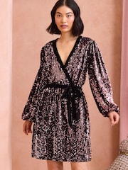 Love & Roses Pink Sequin Wrap Dress - Image 3 of 4