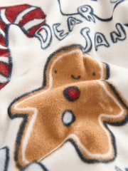 Cream/Red Single Soft Touch Christmas Fleece Pyjamas with Elastane (9mths-16yrs) - Image 4 of 4