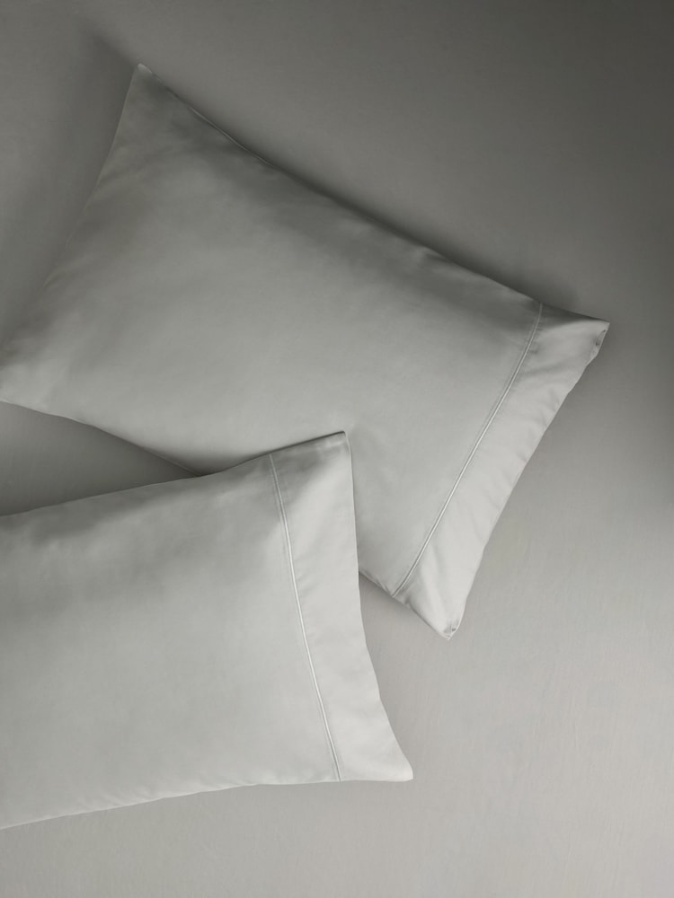Set of 2 Pale Sage Green 300 Thread Count Collection Luxe 100% Cotton Pillowcases - Image 3 of 4