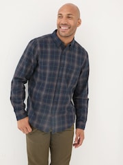 FatFace Charlton Navy Long Sleeve Check 100% Cotton Shirt - Image 1 of 6