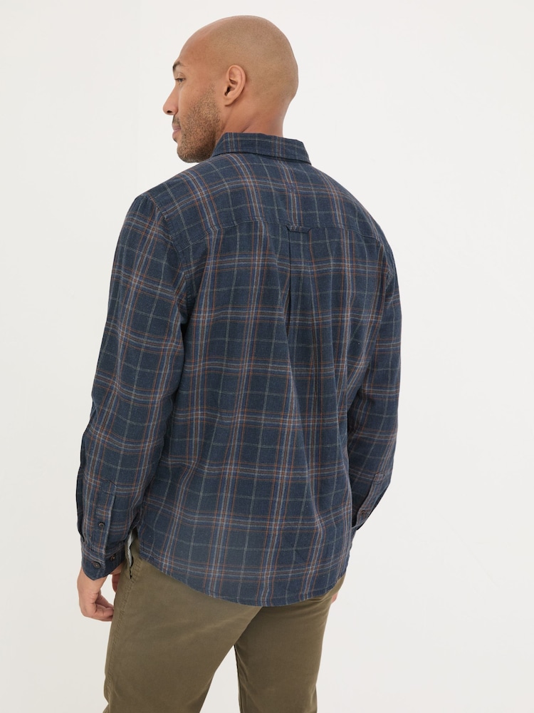 FatFace Charlton Navy Long Sleeve Check 100% Cotton Shirt - Image 2 of 6