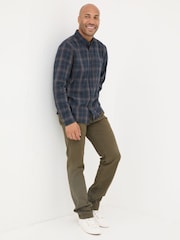 FatFace Charlton Navy Long Sleeve Check 100% Cotton Shirt - Image 3 of 6