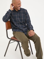 FatFace Charlton Navy Long Sleeve Check 100% Cotton Shirt - Image 4 of 6