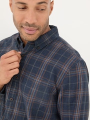FatFace Charlton Navy Long Sleeve Check 100% Cotton Shirt - Image 5 of 6