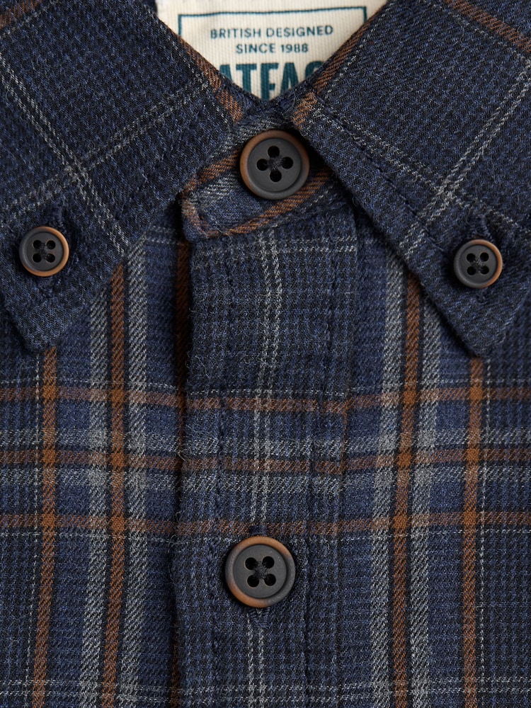 FatFace Charlton Navy Long Sleeve Check 100% Cotton Shirt - Image 6 of 6