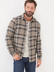 FatFace Brown Long Sleeve Upton Check 100% Cotton Shirt - Image 1 of 6