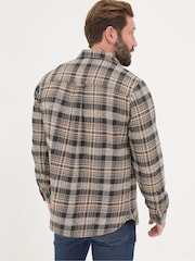 FatFace Brown Long Sleeve Upton Check 100% Cotton Shirt - Image 2 of 6