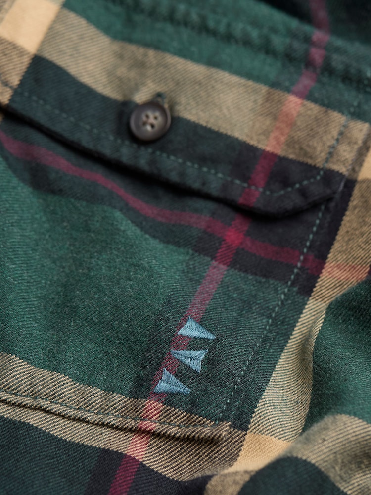 FatFace Green Dark Skies Check 100% Cotton Shirt - Image 8 of 8