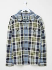 FatFace Light Blue Ryton Check Overshirt - Image 7 of 8