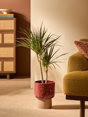 MADE.COM Terracotta & White Santiago Hand Splatter Medium Plant Pot - Image 1 of 5