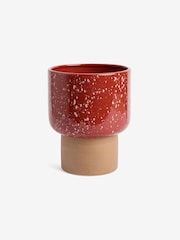 MADE.COM Terracotta & White Santiago Hand Splatter Medium Plant Pot - Image 3 of 5