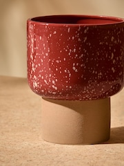 MADE.COM Terracotta & White Santiago Hand Splatter Medium Plant Pot - Image 4 of 5