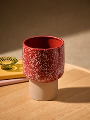 MADE.COM Terracotta & White Santiago Hand Splatter Small Plant Pot - Image 2 of 5