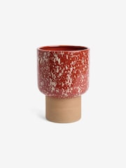 MADE.COM Terracotta & White Santiago Hand Splatter Small Plant Pot - Image 3 of 5