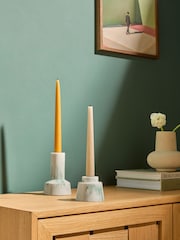 MADE.COM Set of 2 Marbled Teal Fitz Taper Candle Holders - Image 2 of 7