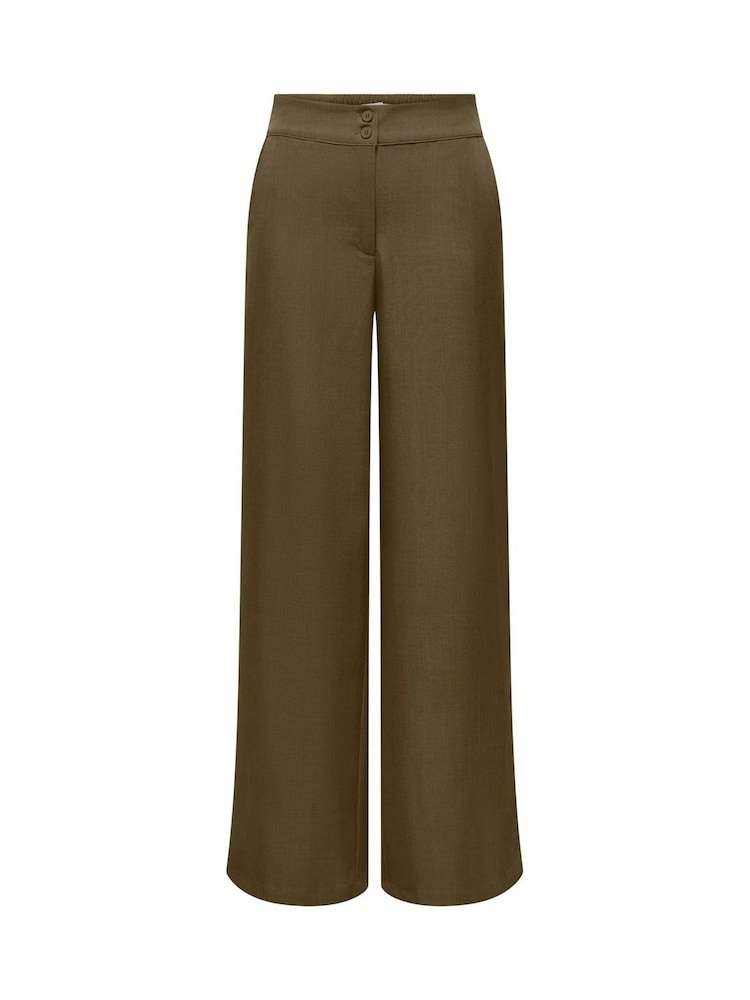 JDY Brown High Waist Wide Leg Tailored Trousers - Image 1 of 2