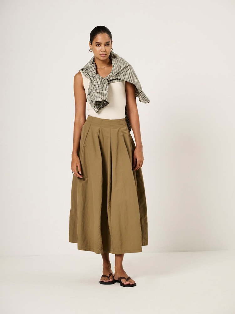 JDY Natural Stone Pleated Midi Skirt - Image 1 of 4