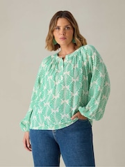 Live Unlimited Green Curve Chambray Blouse - Image 1 of 3