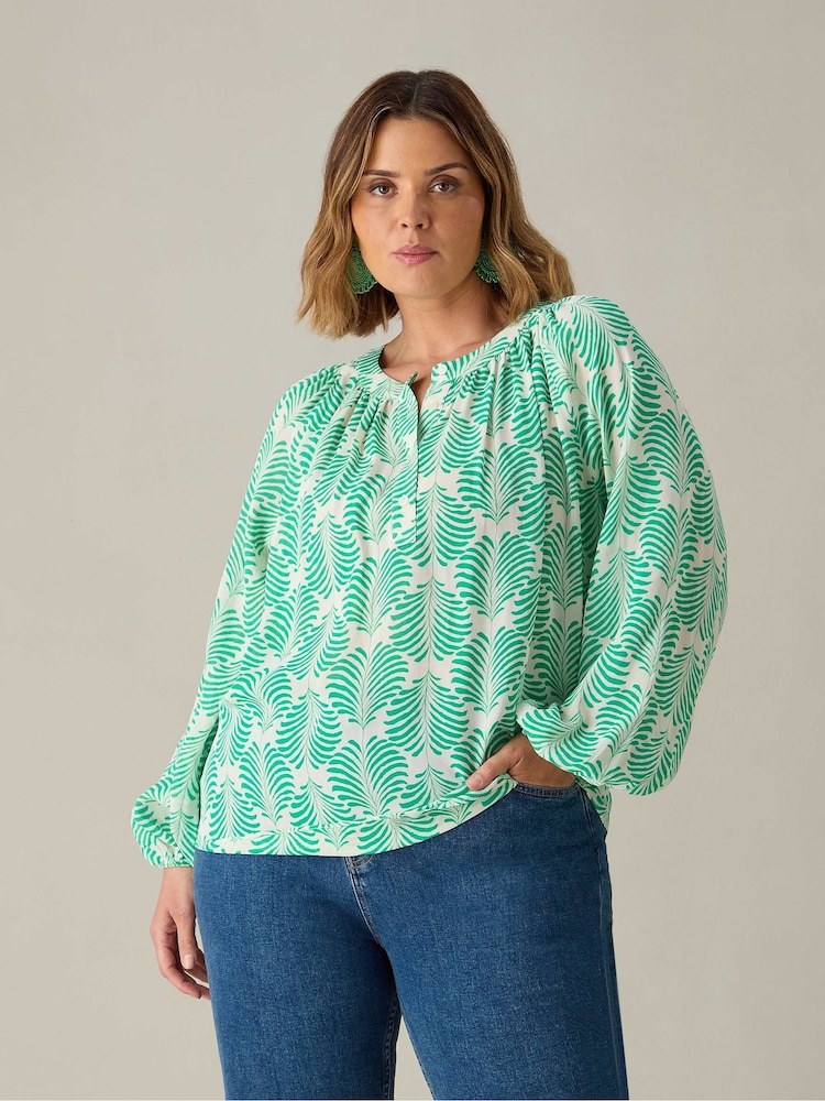 Live Unlimited Green Curve Chambray Blouse - Image 1 of 3