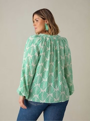 Live Unlimited Green Curve Chambray Blouse - Image 2 of 3