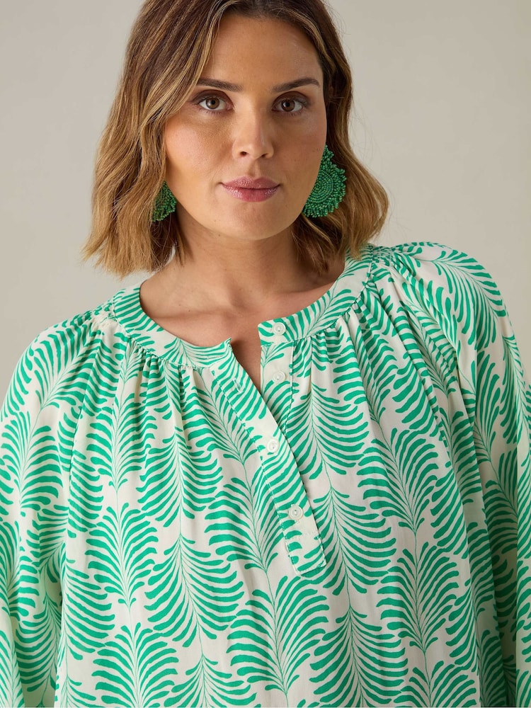 Live Unlimited Green Curve Chambray Blouse - Image 3 of 3