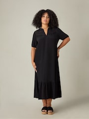 Live Unlimited Black Curve Ladder Trim Midi Dress - Image 1 of 3