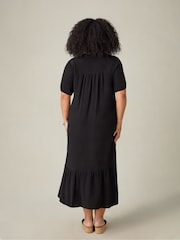 Live Unlimited Black Curve Ladder Trim Midi Dress - Image 2 of 3