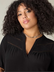 Live Unlimited Black Curve Ladder Trim Midi Dress - Image 3 of 3