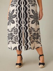 Live Unlimited Black Curve Mono Scarf Print Midaxi Dress - Image 3 of 4