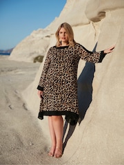 Live Unlimited Brown Curve Leopard Print Maxi Kaftan - Image 2 of 7