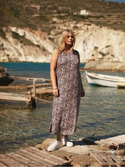 Live Unlimited Blue Geo Jersey Sleeveless Maxi Dress - Image 1 of 5