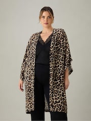 Live Unlimited Brown Curve Leopard Print Kimono - Image 3 of 5