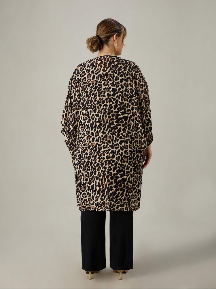 Live Unlimited Brown Curve Leopard Print Kimono - Image 5 of 5 Live Unlimited Brown Curve Leopard Print Kimono - Image 5 of 5