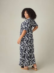 Live Unlimited Black Curve Floral Puff Sleeve Tiered Maxi Dress - Image 2 of 3