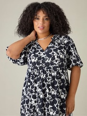 Live Unlimited Black Curve Floral Puff Sleeve Tiered Maxi Dress - Image 3 of 3