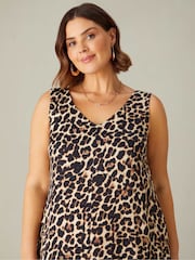 Live Unlimited Brown Curve Leopard Print V-Neck Maxi Swing Dress - Image 4 of 5