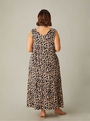 Live Unlimited Brown Curve Leopard Print V-Neck Maxi Swing Dress - Image 5 of 5