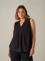 Live Unlimited Black Curve Cotton Textured Stripe 100% Cotton Top - Image 1 of 3