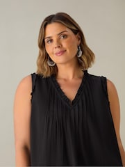 Live Unlimited Black Curve Cotton Textured Stripe 100% Cotton Top - Image 2 of 3