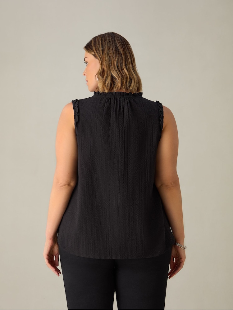 Live Unlimited Black Curve Cotton Textured Stripe 100% Cotton Top - Image 3 of 3