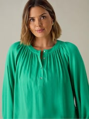 Live Unlimited Mid Green Curve Chambray Blouse - Image 2 of 3