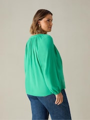 Live Unlimited Mid Green Curve Chambray Blouse - Image 3 of 3
