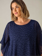 Live Unlimited Blue Curve Burnout Overlay Hanky Hem Top - Image 2 of 4