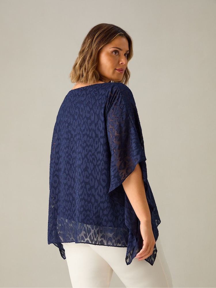 Live Unlimited Blue Curve Burnout Overlay Hanky Hem Top - Image 4 of 4